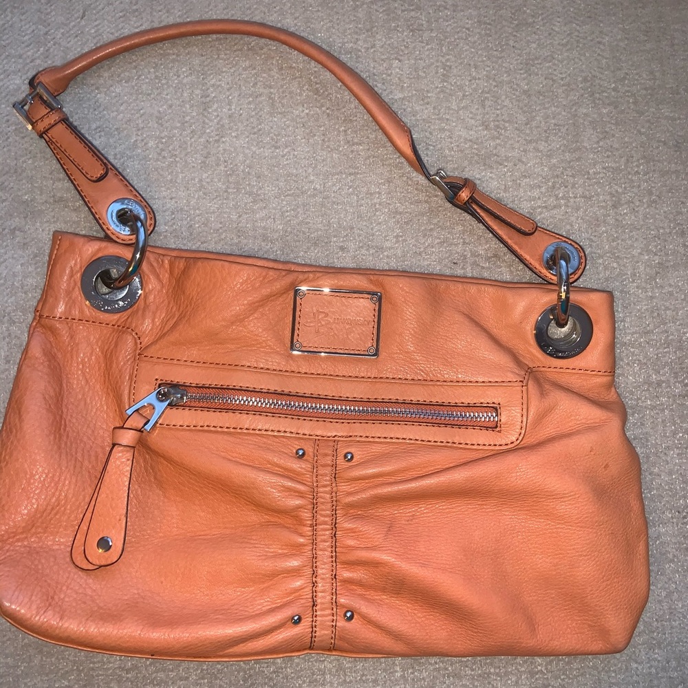B Makowsky Orange Leather Bag